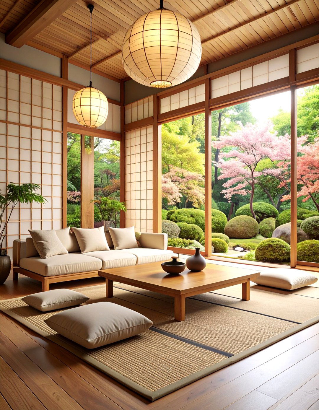Japanese Zen Natural Design - 25 Earthy Living Room Decor Ideas