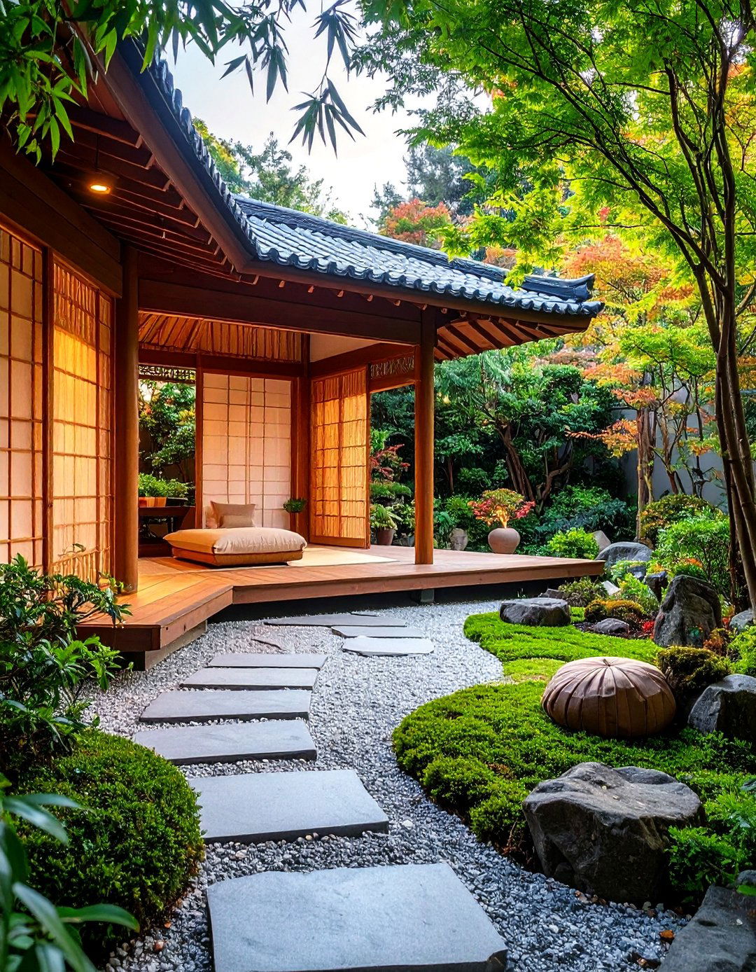Japanese Zen Patio Gazebo with Garden Integration - 25 patio with a gazebo ideas