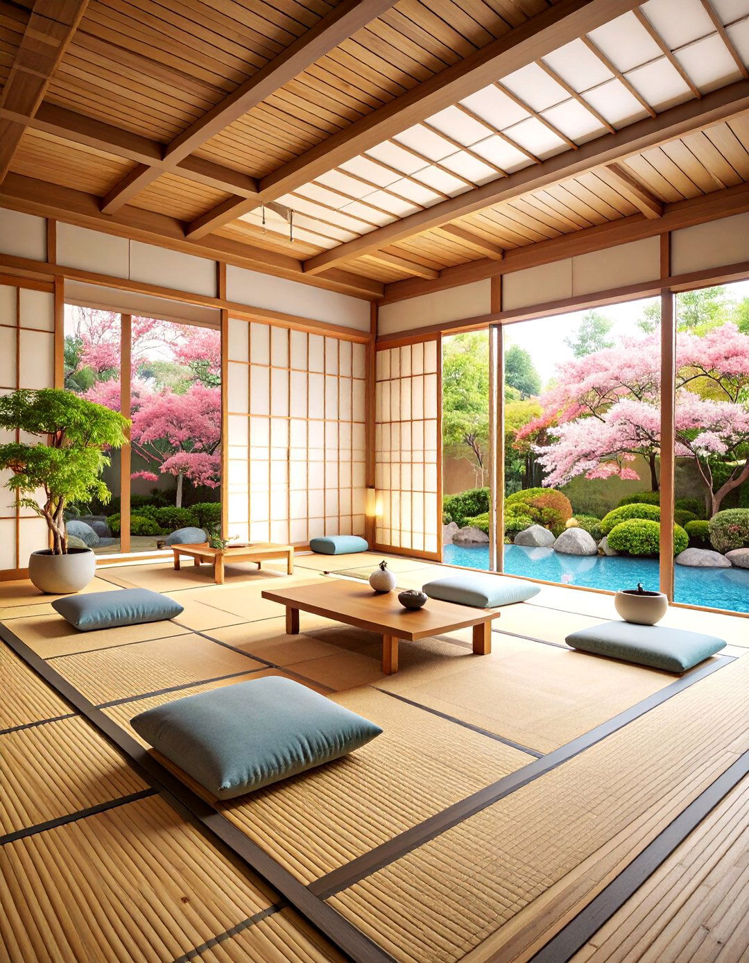Japanese Zen Salon with Natural Materials - 25 Small Salon Interior Design Ideas