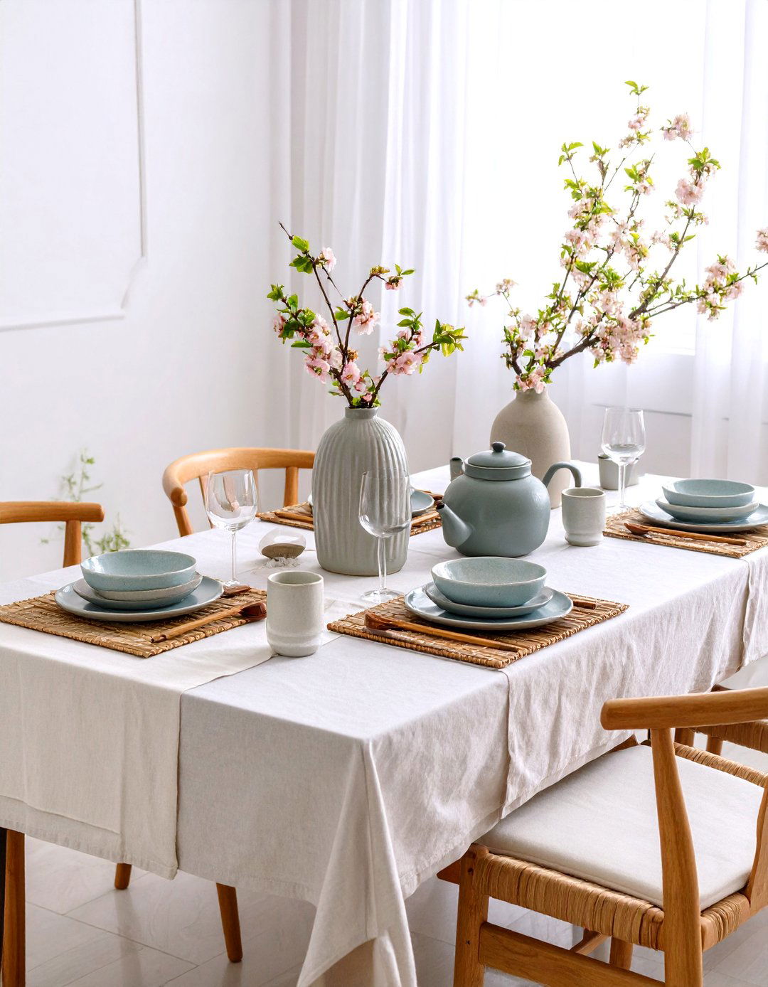 Japanese Zen Tablescape with Bamboo Elements - 25 Tablescape Ideas