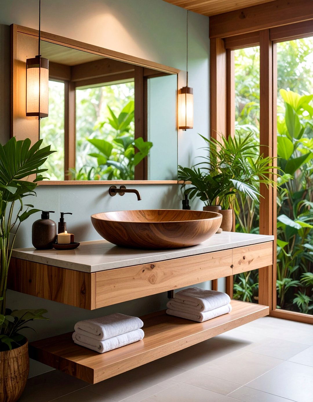 Japanese Zen with Natural Materials - 25 Powder Room Ideas