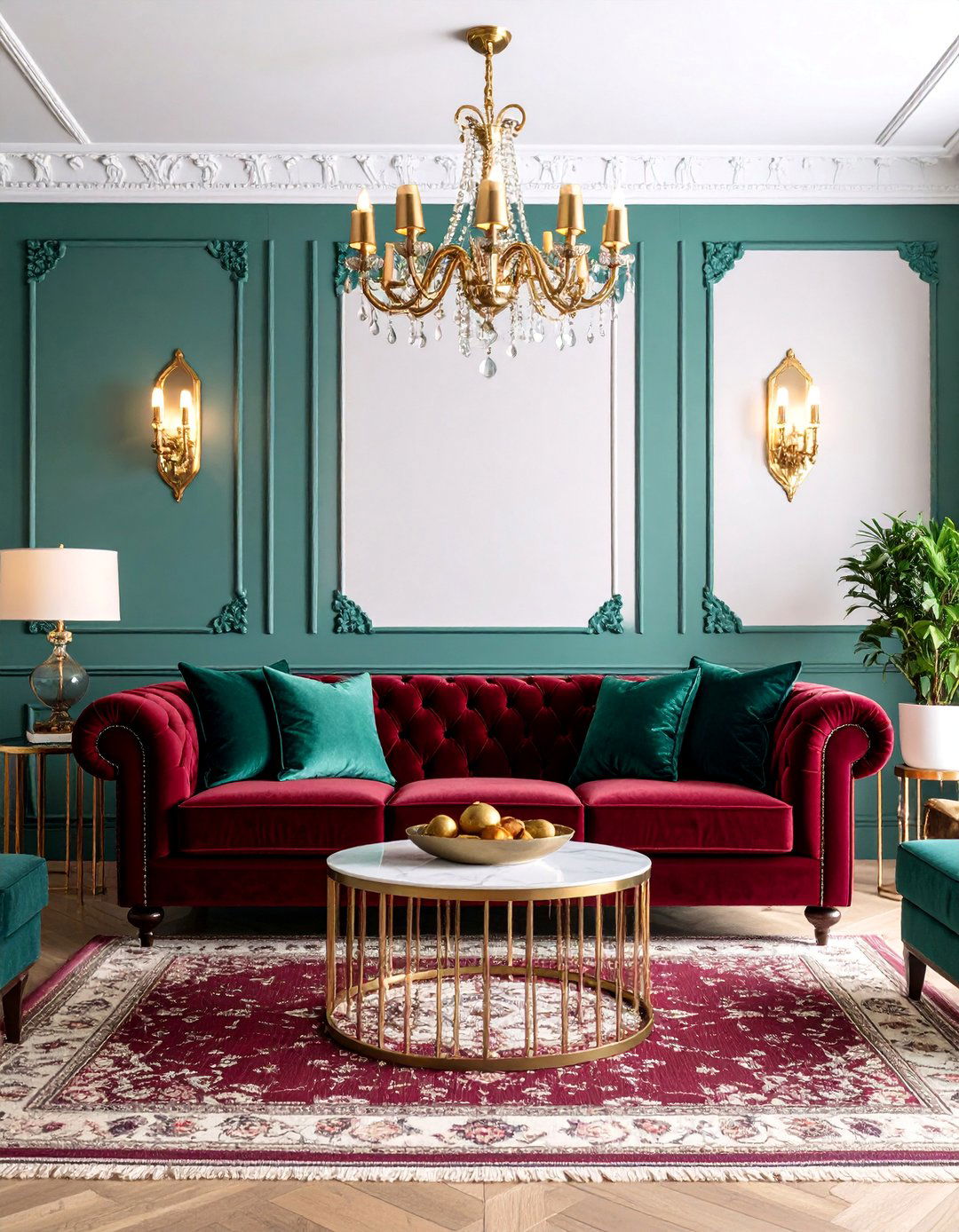 Jewel Tone Maximalist Lounge with Rich Colors - 25 House Decor Ideas