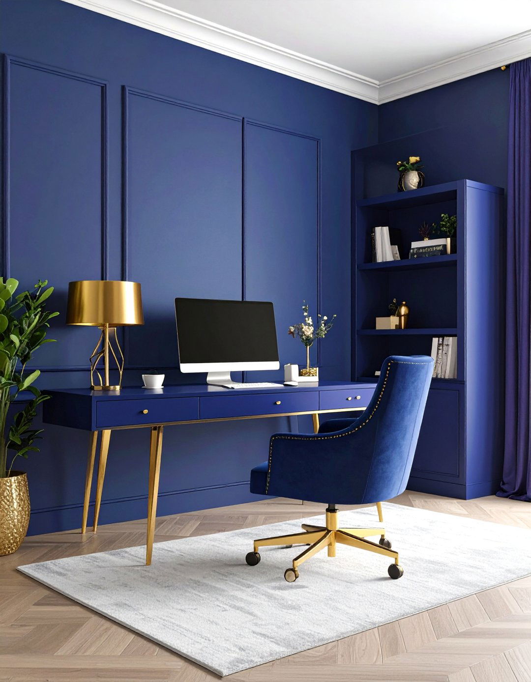 Jewel Toned Home Office with Rich Textures - 25 Colorful Room Ideas