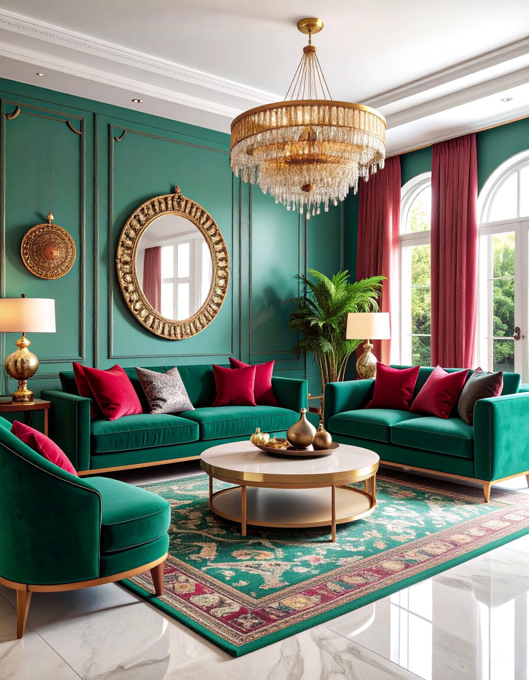 Jewel Toned Maximalist Living Room with Global Textiles - 25 Gypsy Bohemian Living Room Ideas