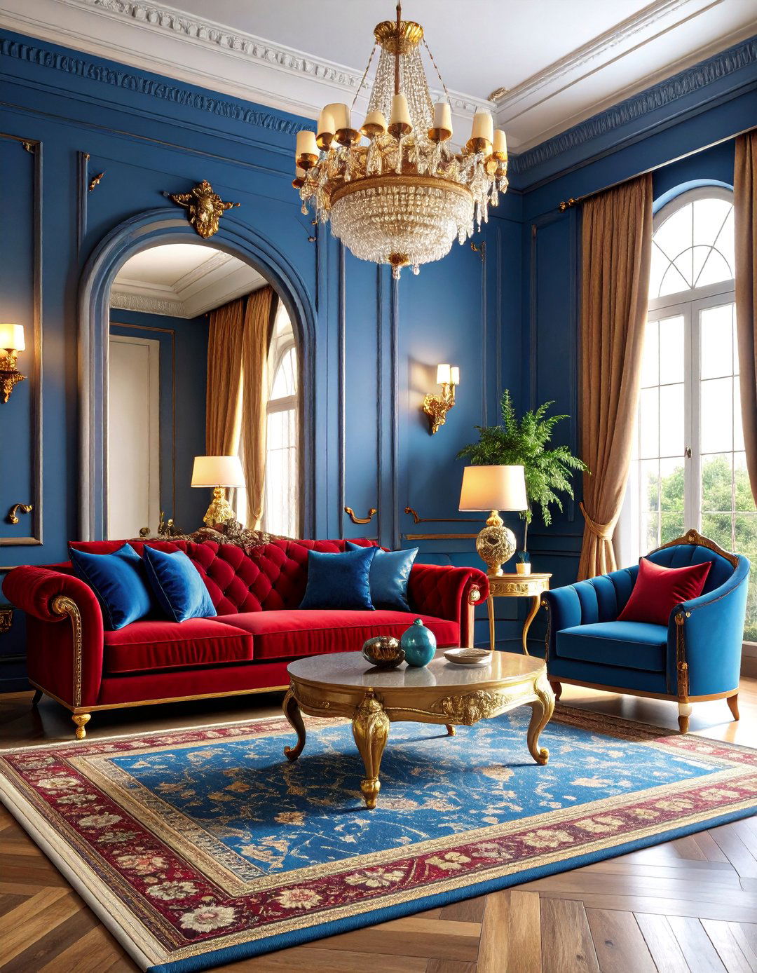 Jewel Toned Maximalist Living Room with Rich Fabrics - 25 Maximalist Living Room Design Ideas