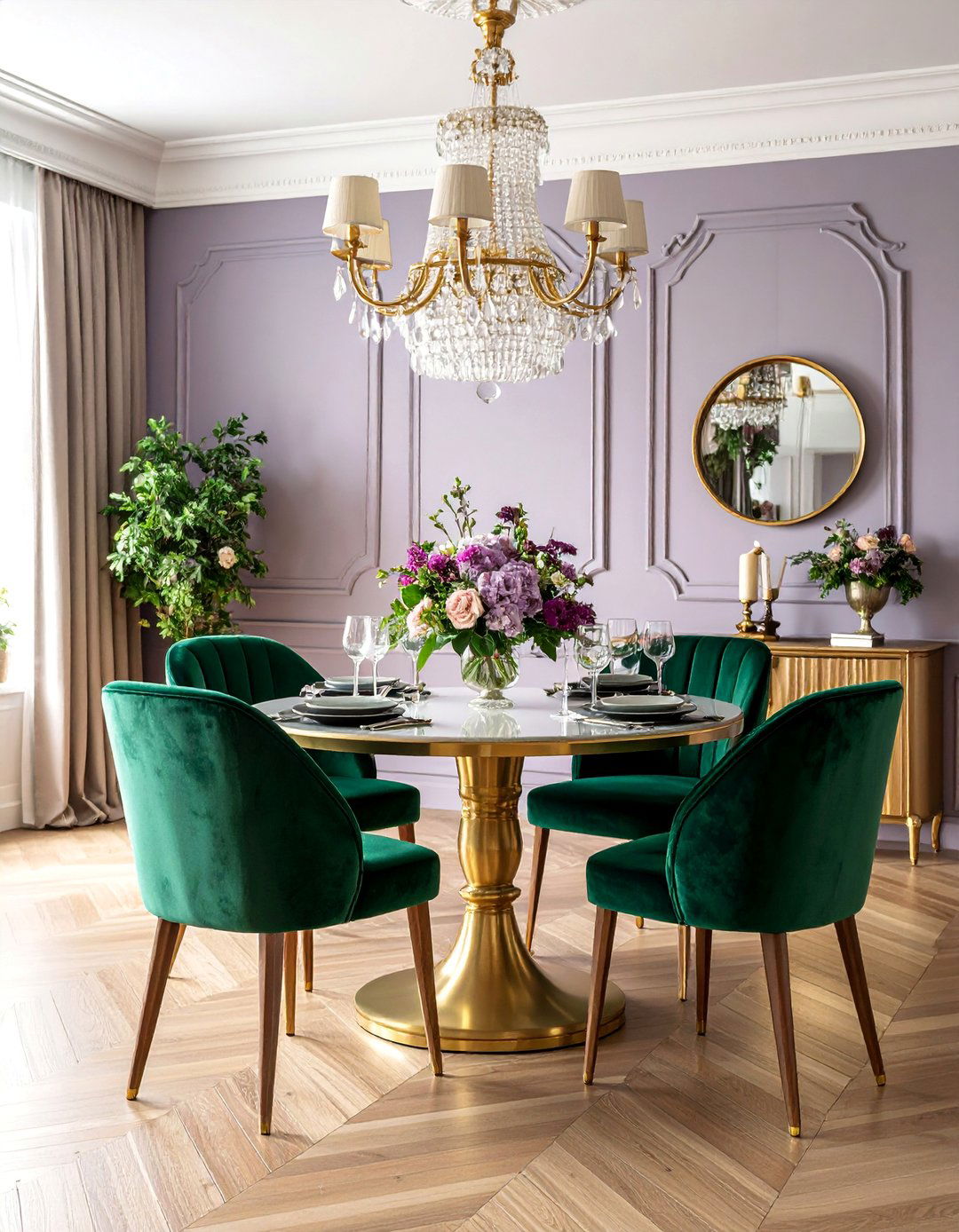 Jewel Toned Velvet Art Deco Dining Room - 25 Art Deco Dining Room Ideas