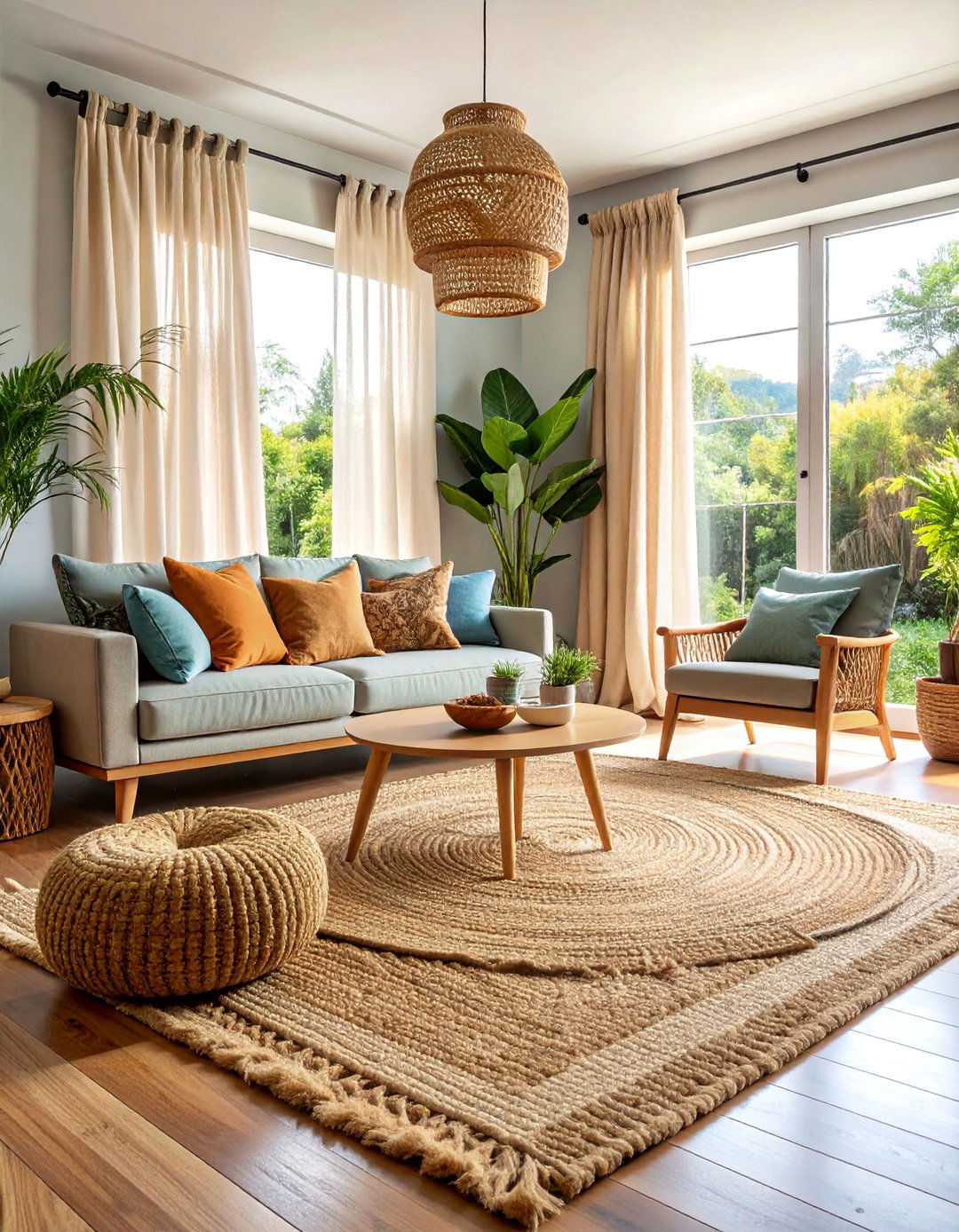 Jute and Natural Fiber Textiles Living Room - 25 Organic Modern Living Room Design Ideas