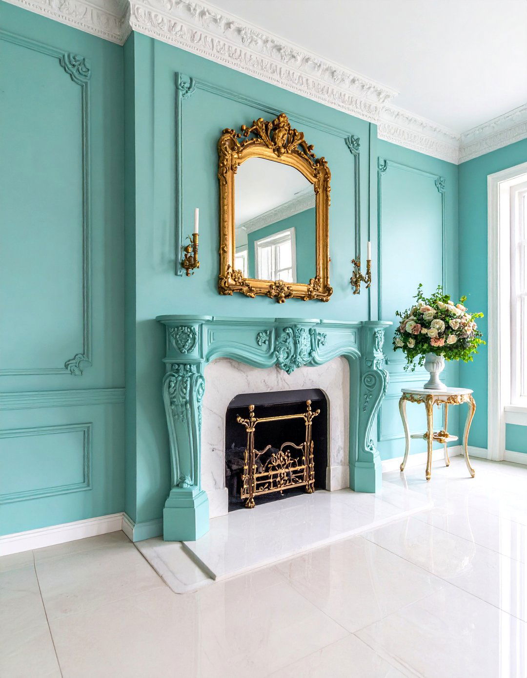 Kelly Green Painted Cast Iron Victorian Surround - 25 Green Fireplace Ideas