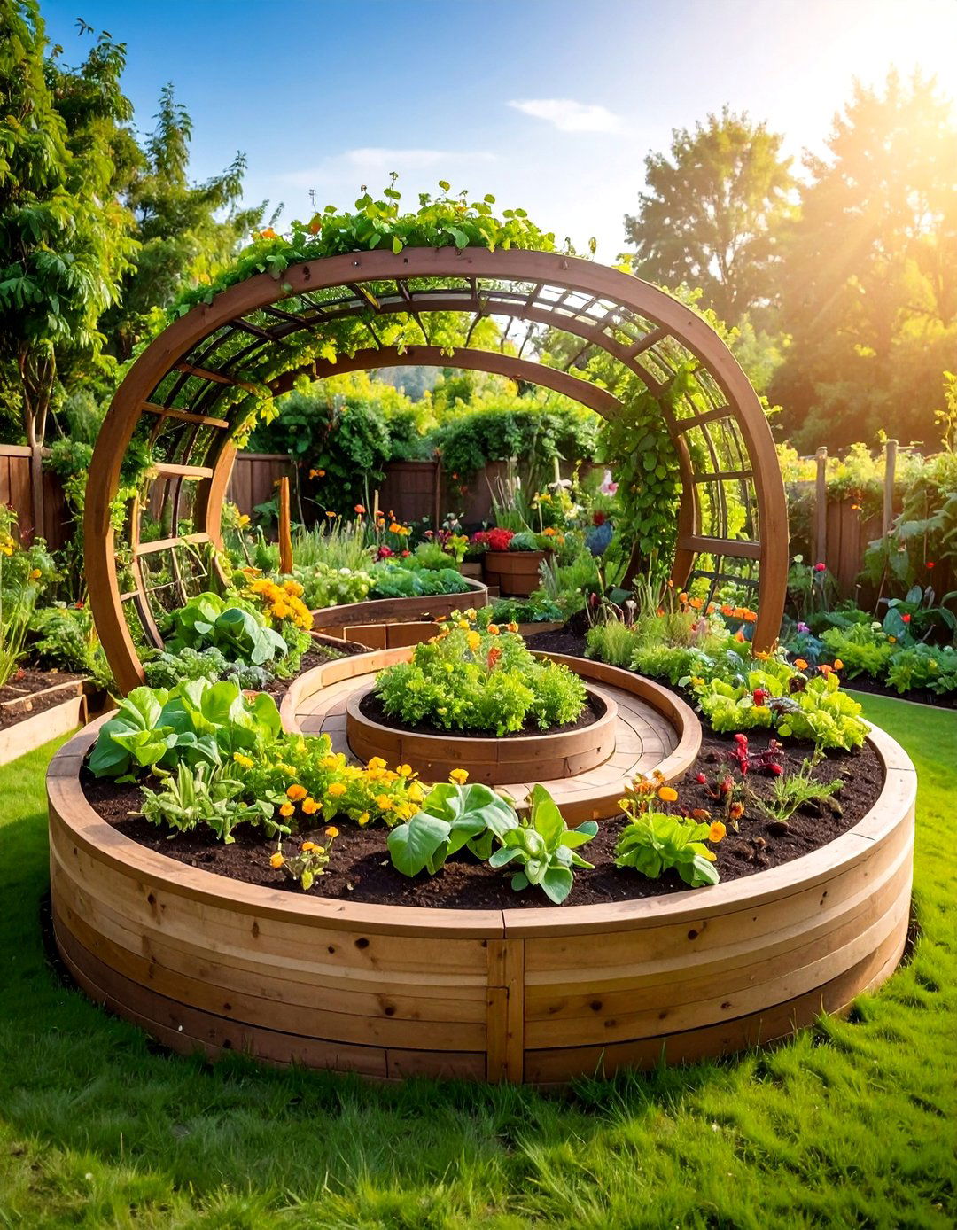 Keyhole Spiral Garden with Central Compost Access - 25 Spiral Garden Design Ideas