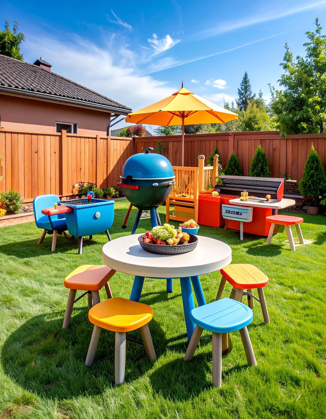 Kids Friendly BBQ Playground Combo Area - 25 bbq area ideas