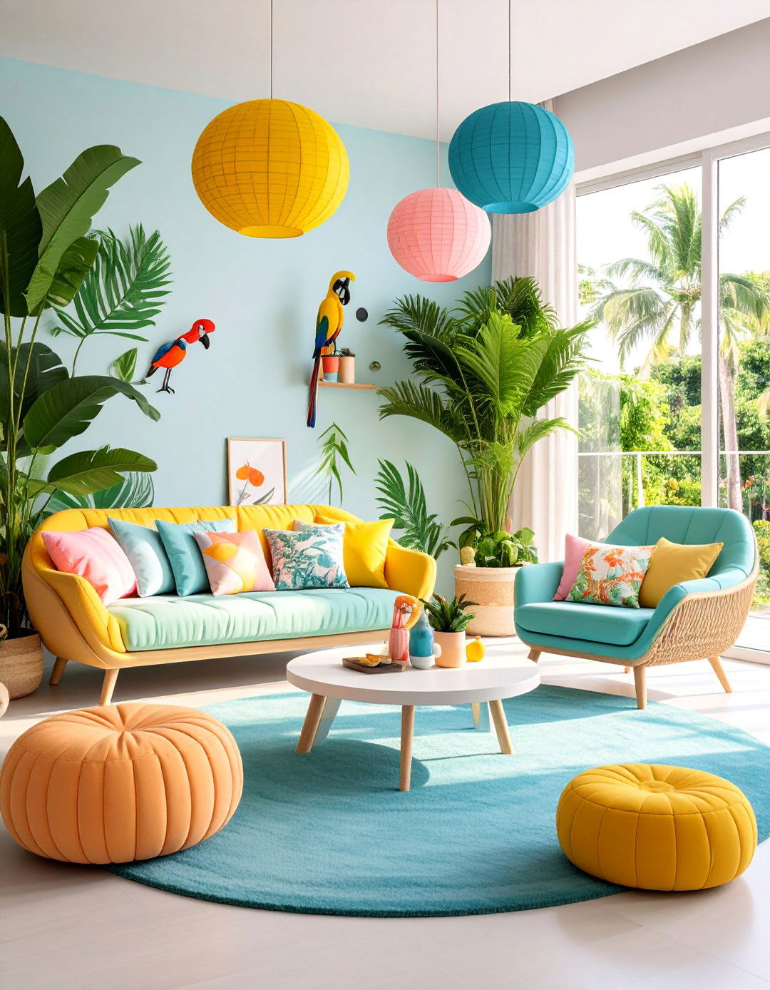 Kids Friendly Tropical Living Room with Durable Materials - 25 Tropical Living Room Ideas