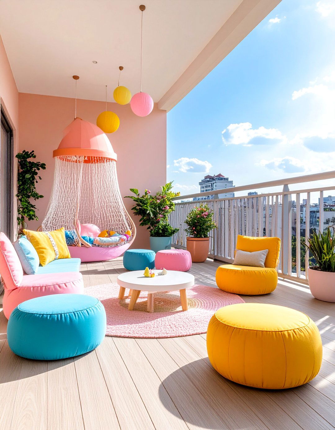 Kids Play Balcony with Safe Activity Zones - 25 Large Balcony Ideas