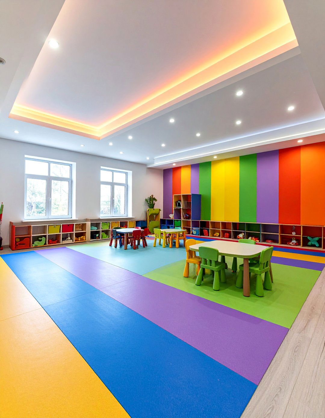Kids Playroom with Rainbow LED Strip Displays - 25 Aesthetic Room Ideas With Led Lights