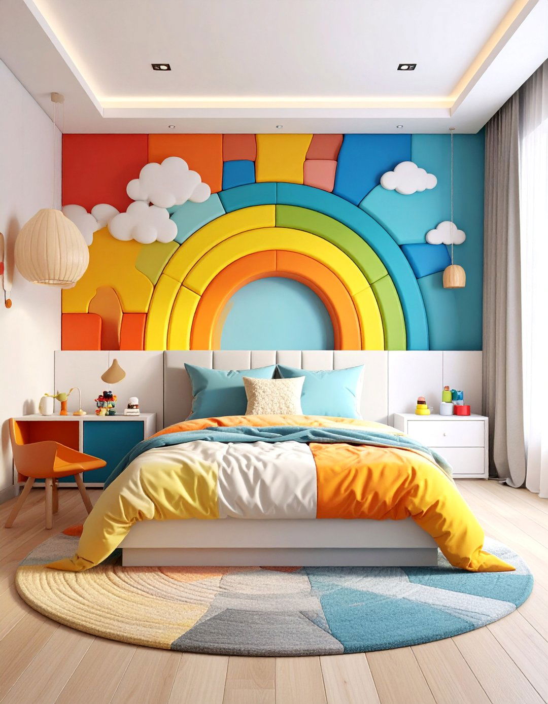 Kids Rainbow Puzzle Geometric Accent Wall - 25 Geometric Accent Wall Ideas