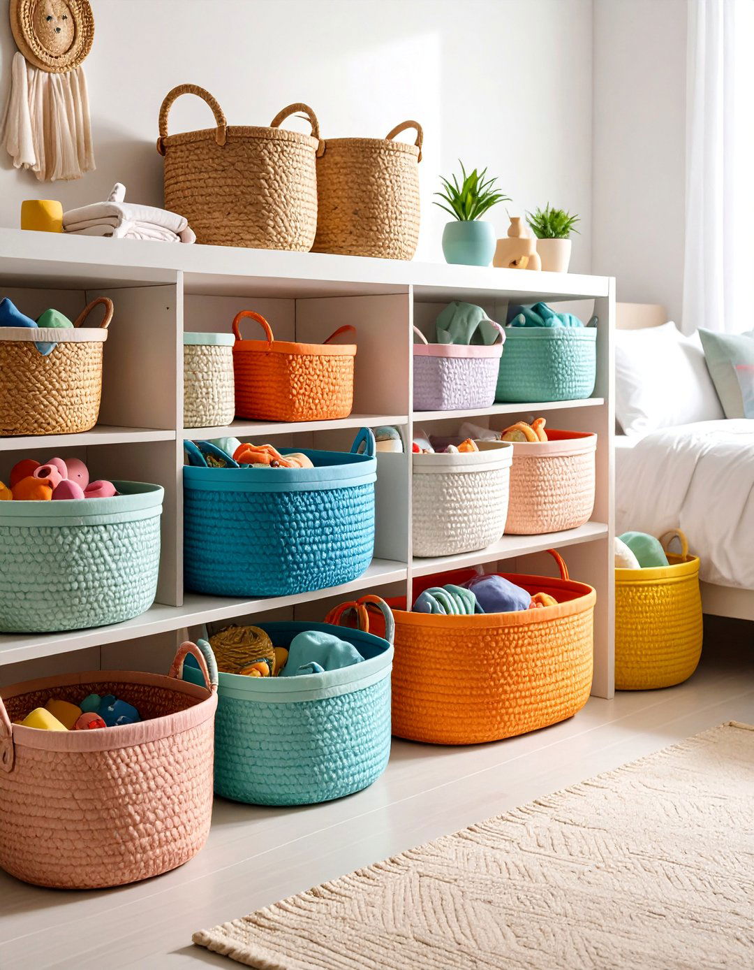 Kids Room Color Coded System - 25 Laundry Basket Storage Ideas