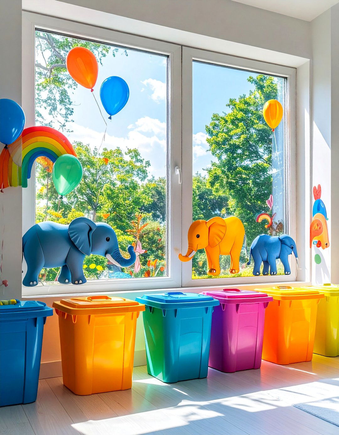 Kids Whimsical Animal Parade Window Film - 25 Window Film Designs