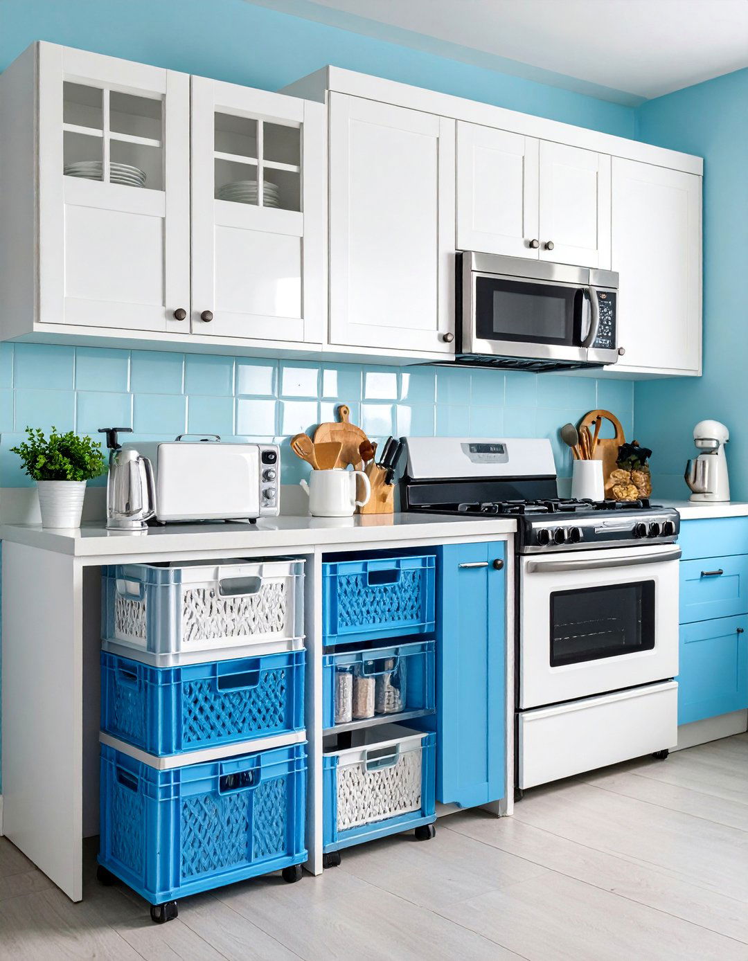 Kitchen Appliance and Utensil Organization - 25 Milk Crate Storage Ideas