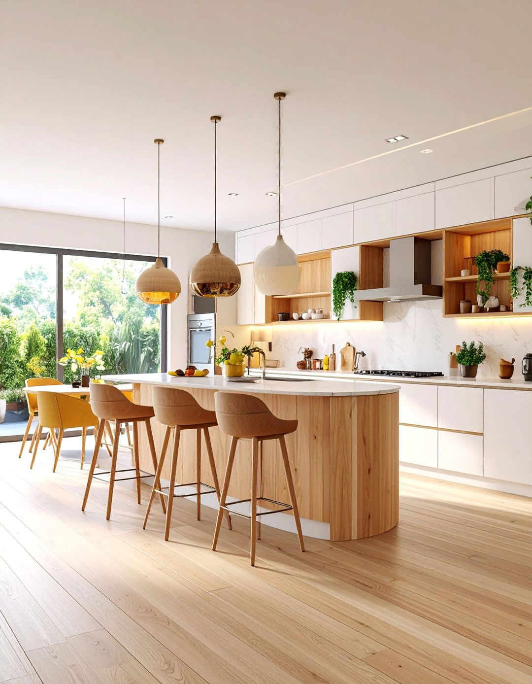 Kitchen Diner with Curved Breakfast Bar and Soft Lines - 25 Kitchen Diner Ideas