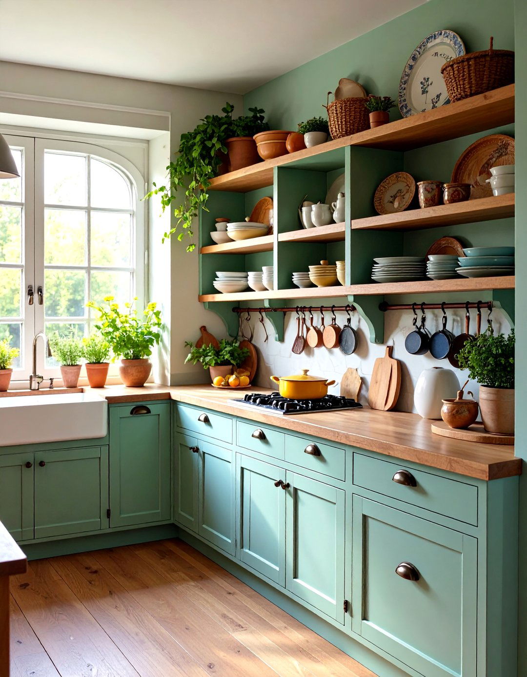 Kitchen Dish Display Niche with Plate Rail Details - 25 Wall Niche Ideas