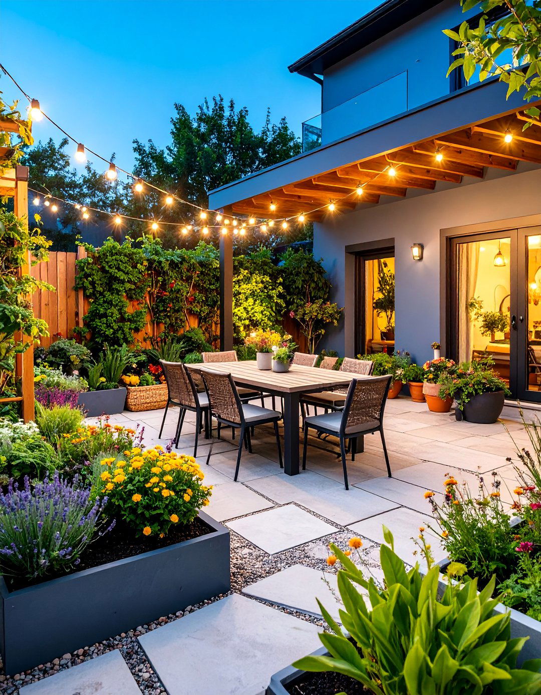Kitchen Garden Patio with Herb Planters - 25 Mid-century Modern Patio Ideas