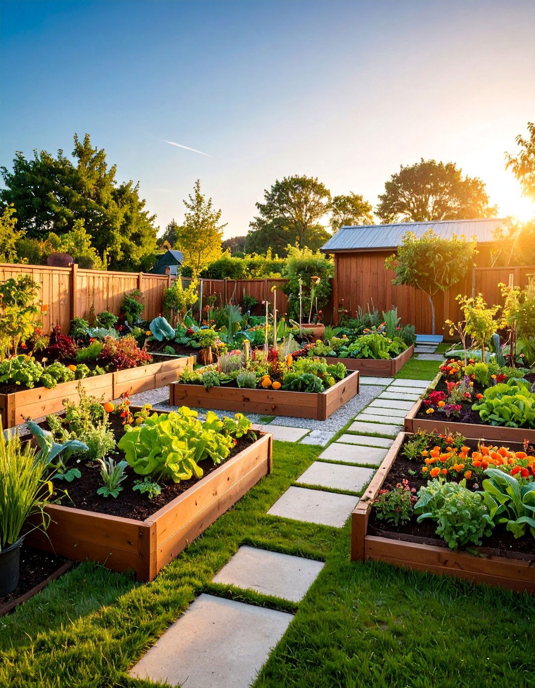 Kitchen Garden with Raised Beds and Productive Planting - 25 Italian Garden Design Ideas