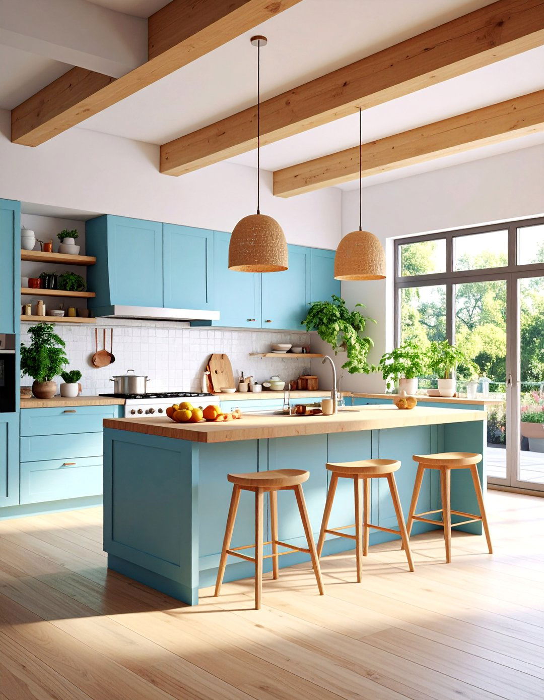 Kitchen Island Defining Beams - 25 Decorative Ceiling Beam Ideas