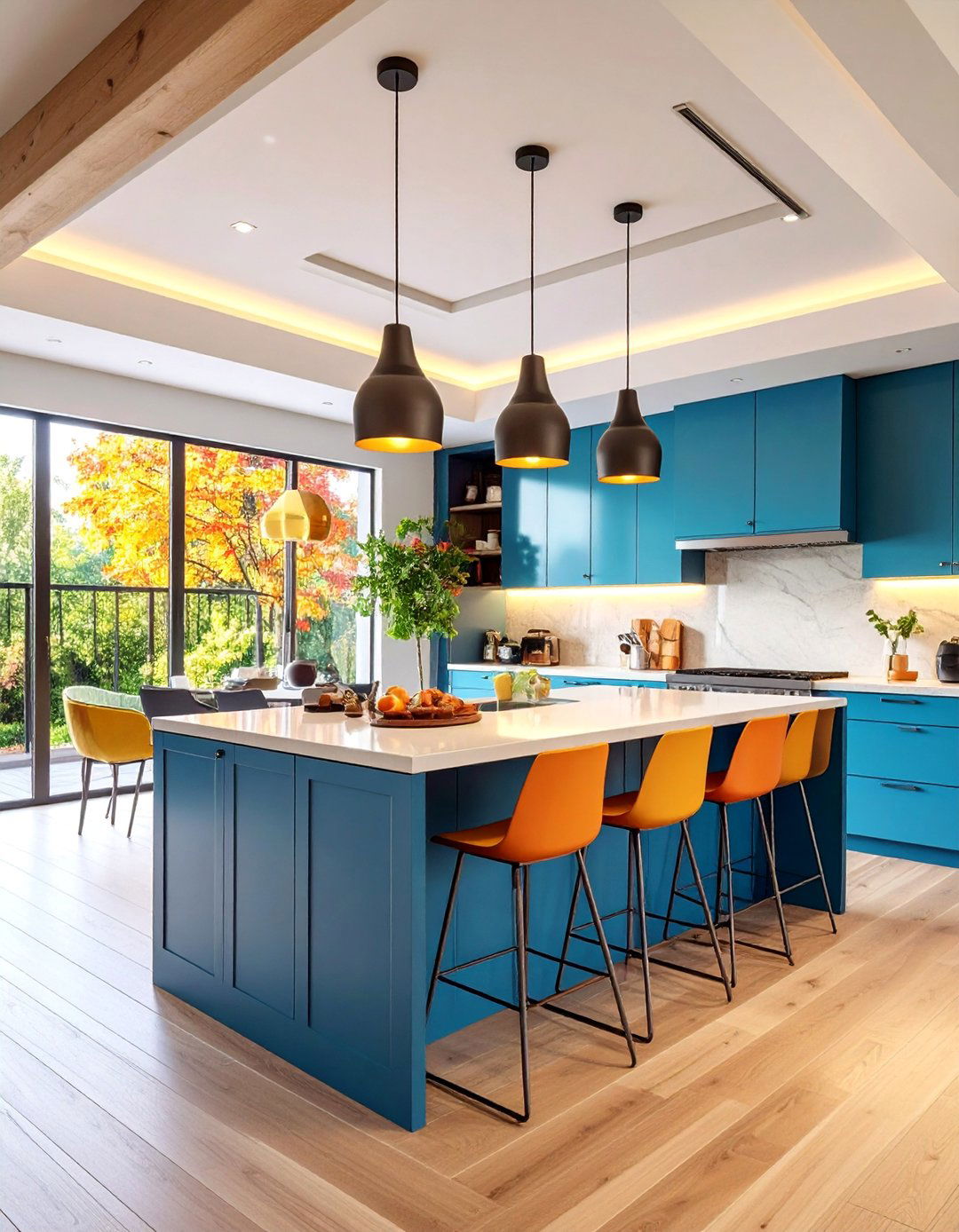 Kitchen Island Reverse Tray Ceiling with Task Lighting Integration - 25 Reverse Tray Ceiling Ideas