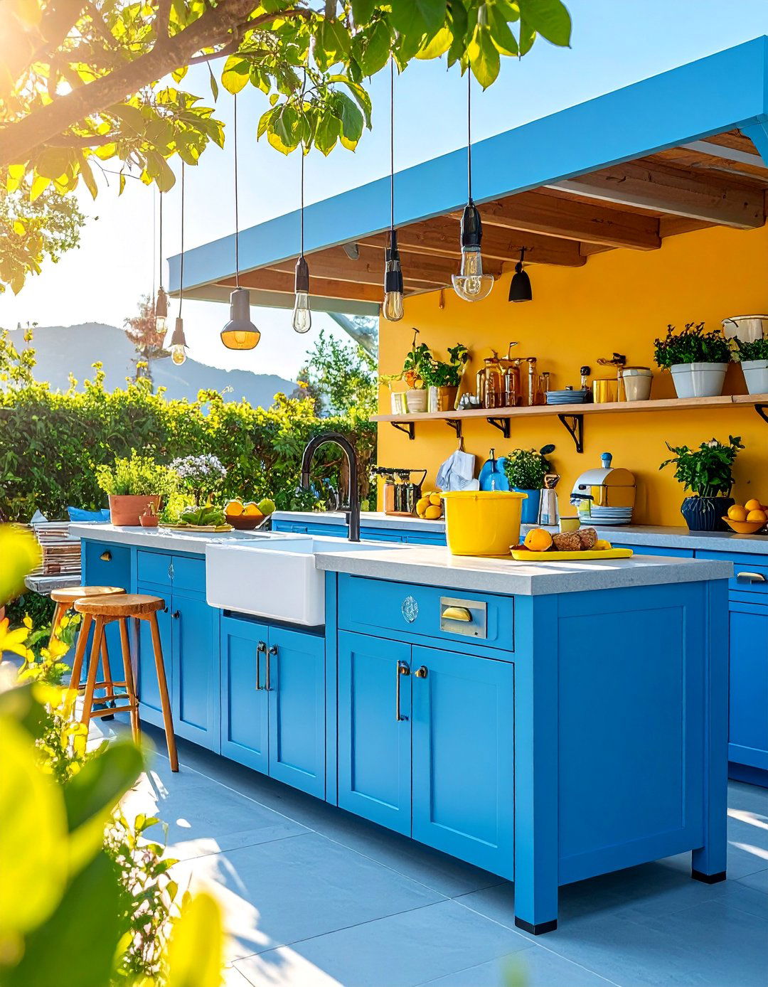 Kitchen Island with Integrated Outdoor Dishwashing Station - 25 Outdoor Kitchen Island Ideas
