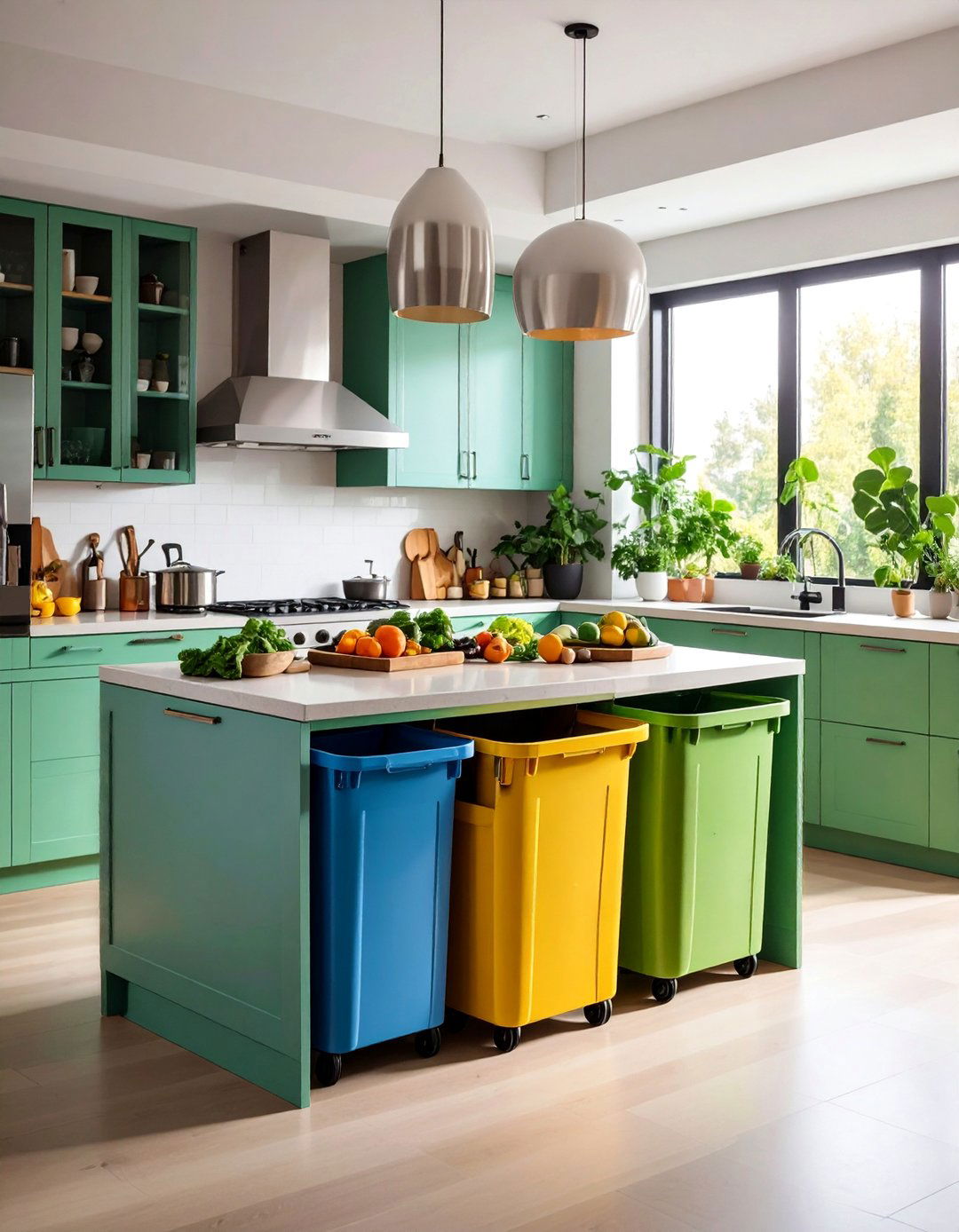 Kitchen Island with Integrated Waste Management Center - 25 Kitchen Island Storage Ideas