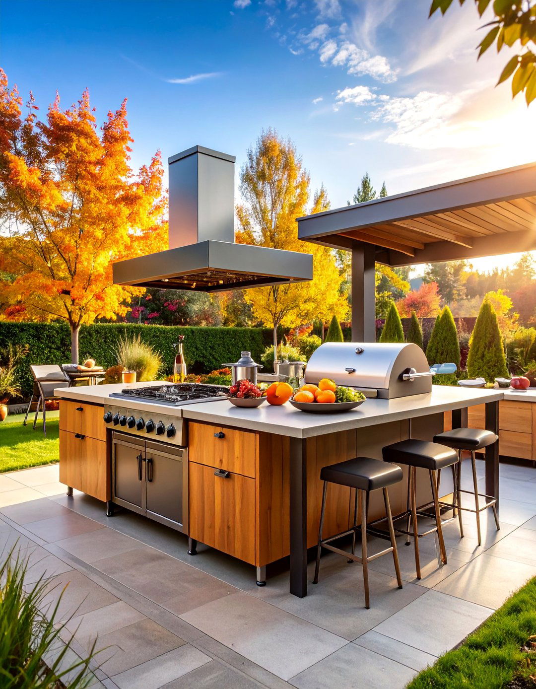Kitchen Island with Rotisserie and Vertical Cooking Systems - 25 Outdoor Kitchen Island Ideas