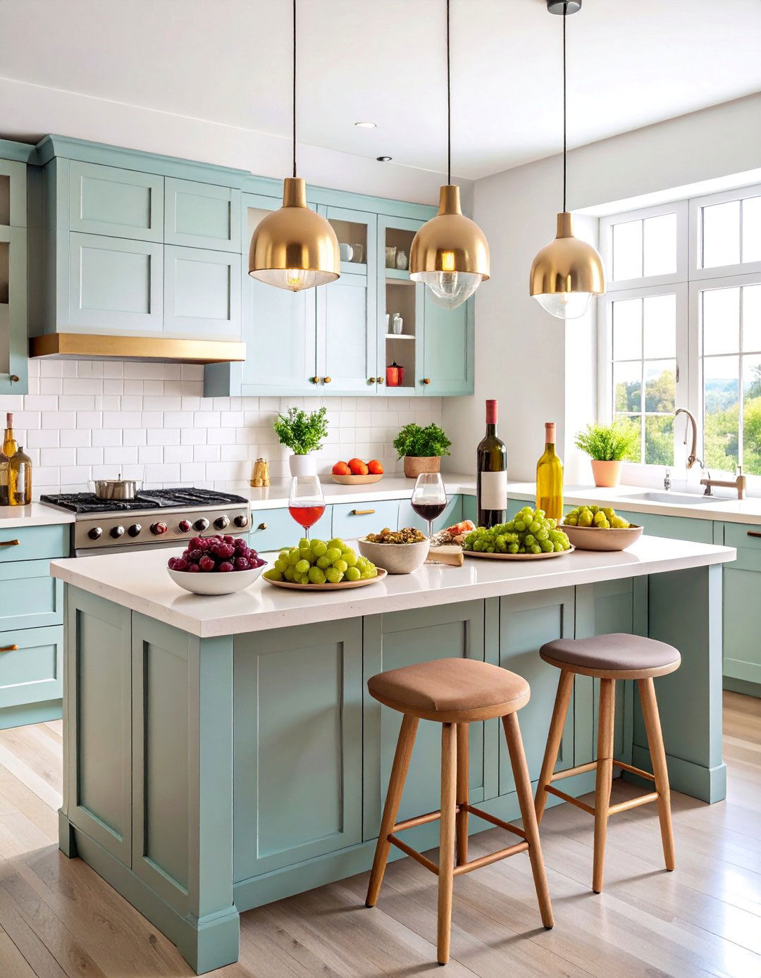 Kitchen Island with Wine and Entertaining Display - 25 kitchen island decor ideas