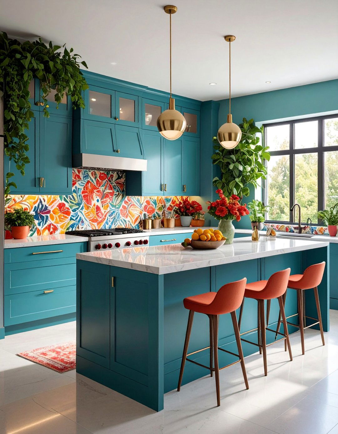 Kitchen with Bold Backsplash Statement - 25 Townhouse Kitchen Ideas