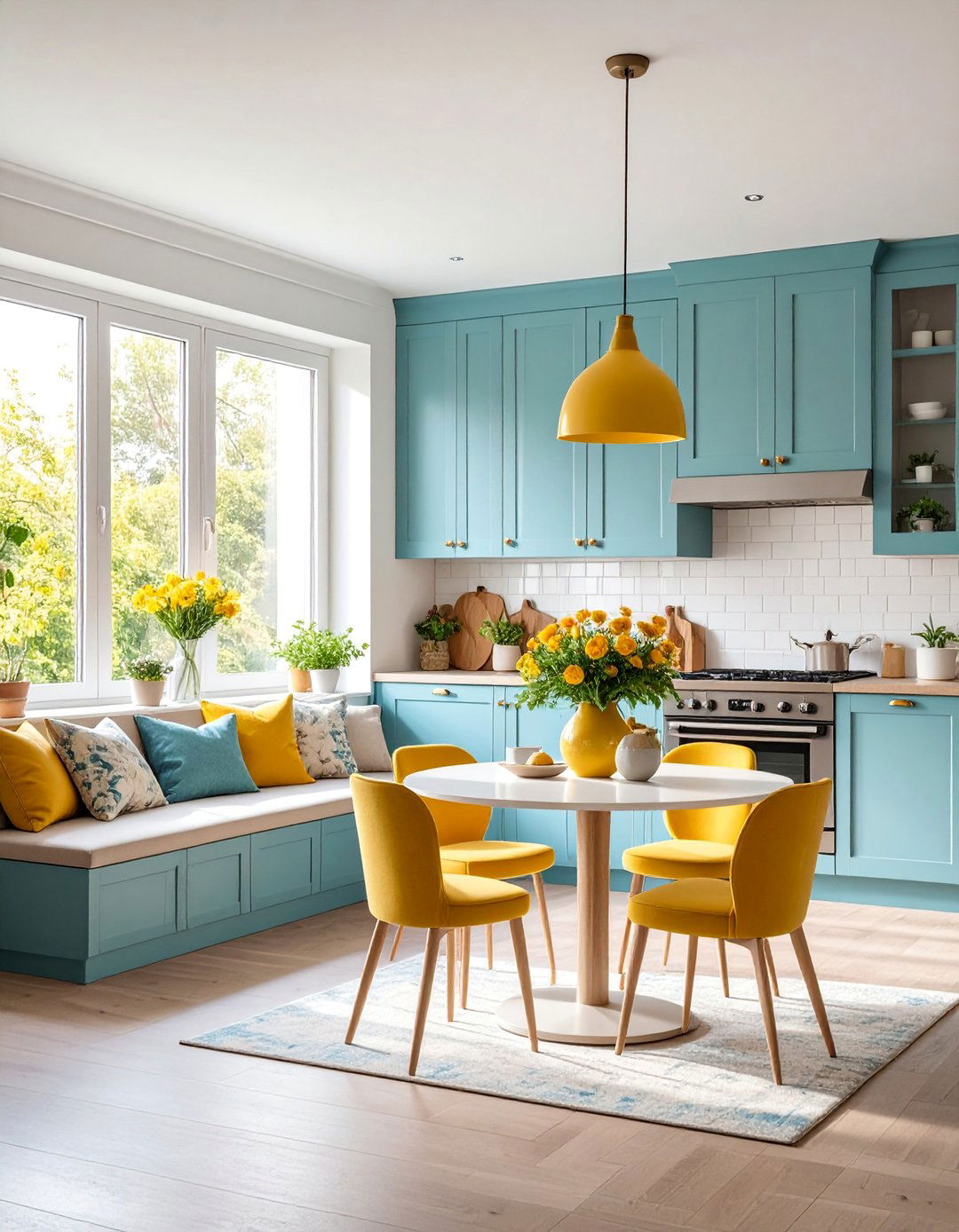 Kitchen with Breakfast Nook Integration - 25 Townhouse Kitchen Ideas