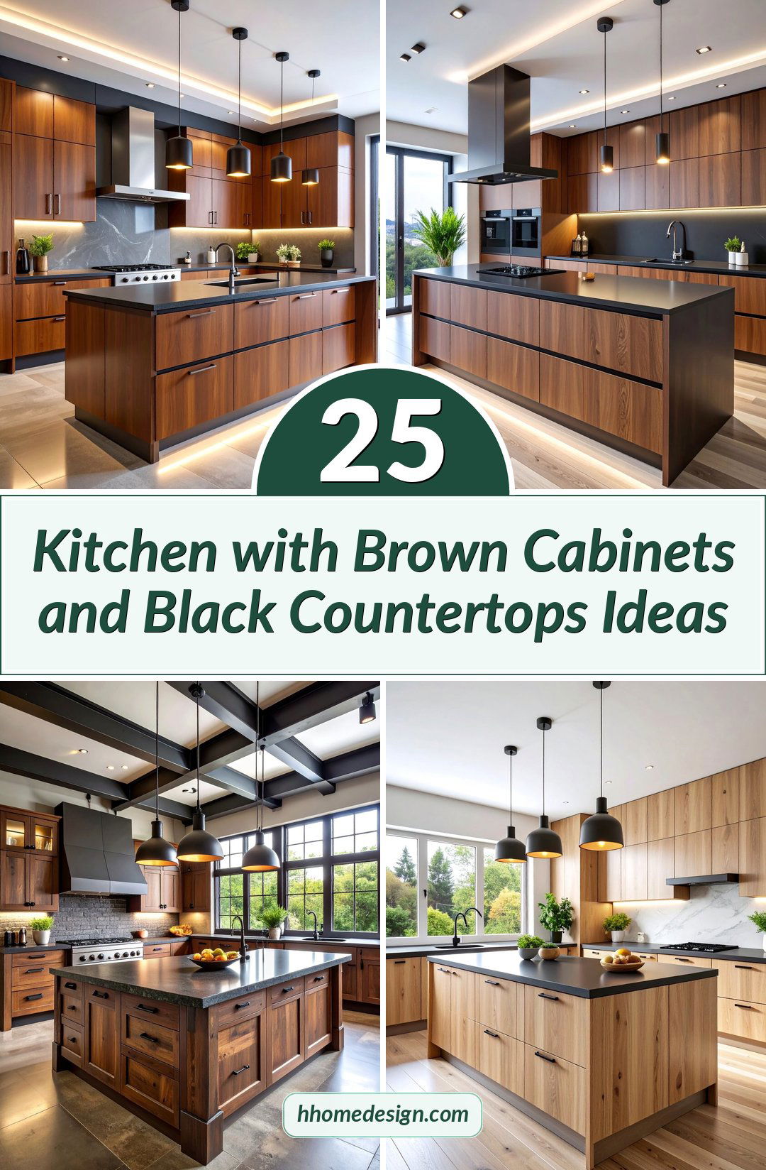 25 Kitchen with Brown Cabinets and Black Countertops Ideas