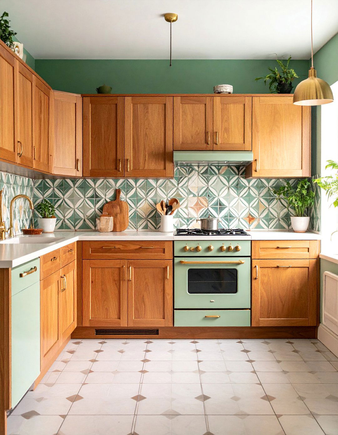 Kitchen with Geometric Wallpaper and Bold Patterns - 25 70s Kitchen Ideas