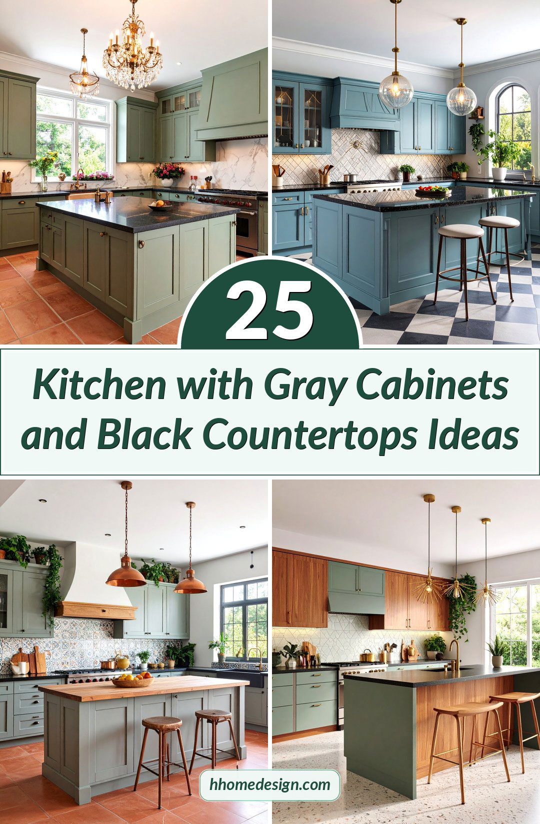 25 Kitchen with Gray Cabinets and Black Countertops Ideas