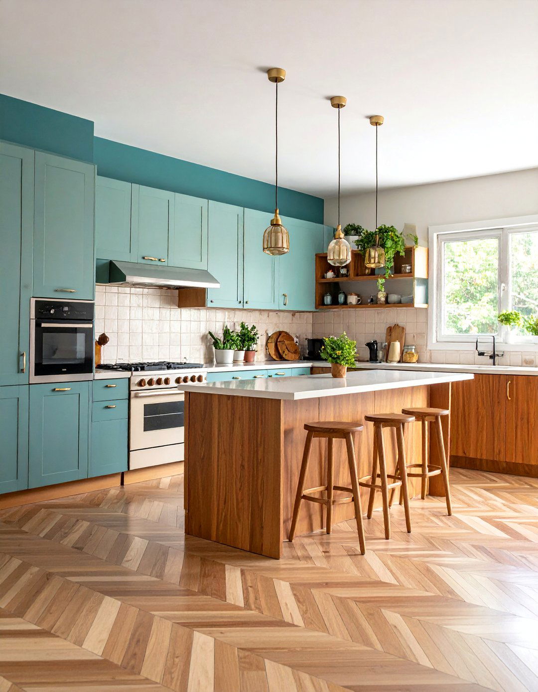 Kitchen with Vinyl Flooring and Geometric Floor Patterns - 25 70s Kitchen Ideas