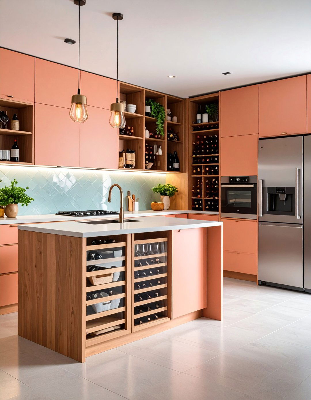 Kitchen with Wine Storage Solutions - 25 Townhouse Kitchen Ideas