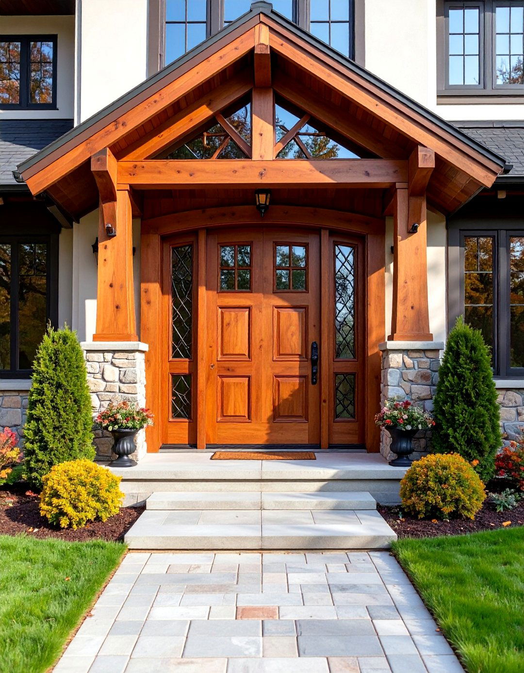 Knotty Alder Door with Copper Accents - 25 Mediterranean Front Door Ideas