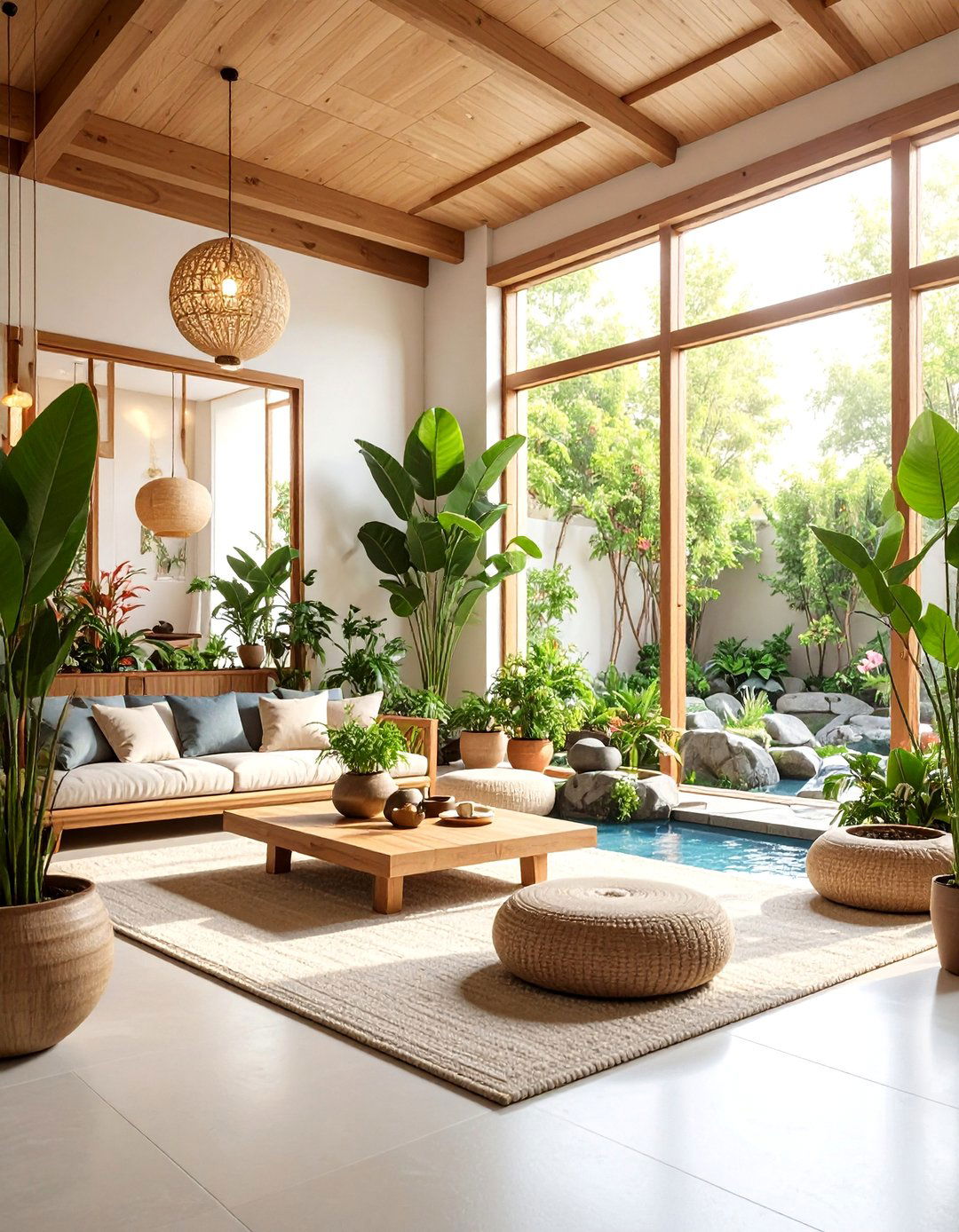 Korean Living Room with Indoor Garden Elements - 25 Korean Living Room Ideas