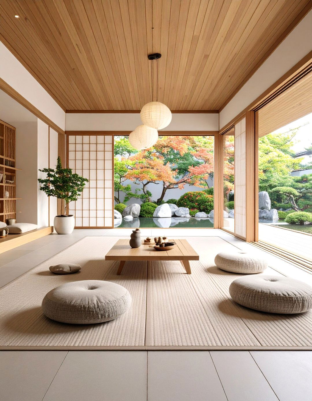 Korean Living Room with Meditation Corner - 25 Korean Living Room Ideas