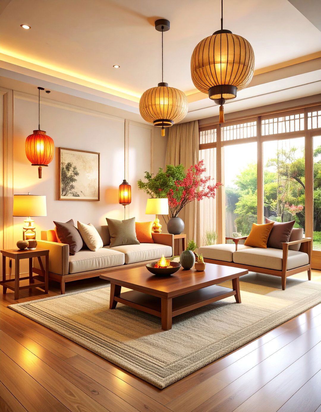 Korean Living Room with Warm Lighting Design - 25 Korean Living Room Ideas