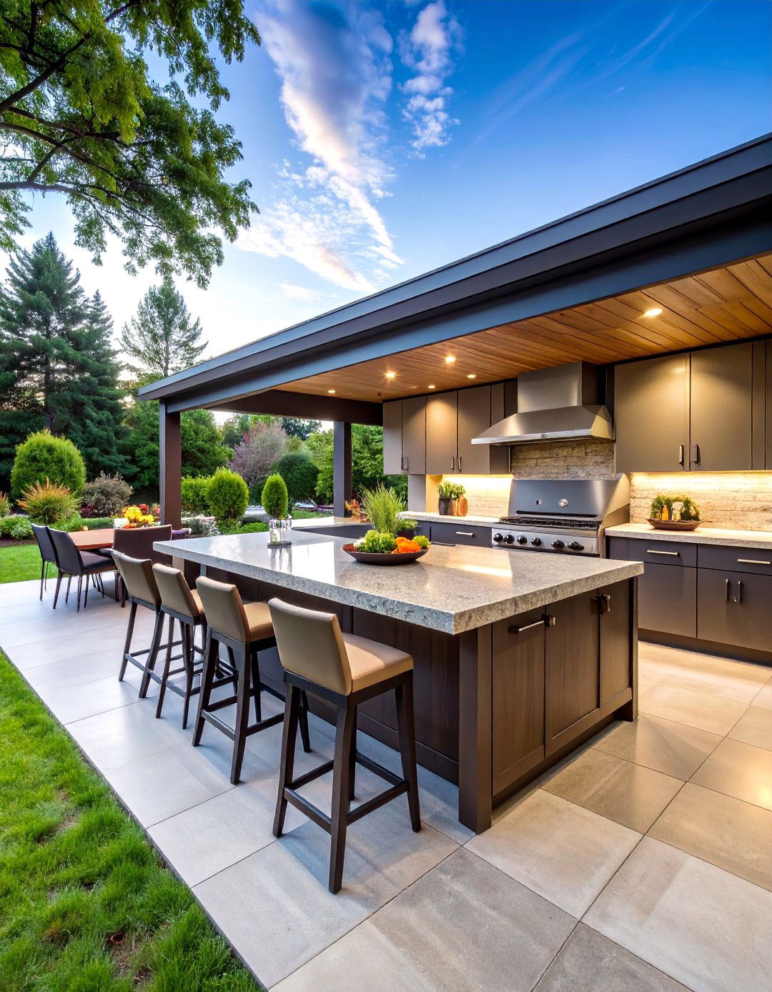 L Shaped BBQ Island with Bar Seating - 25 Bbq Island Ideas