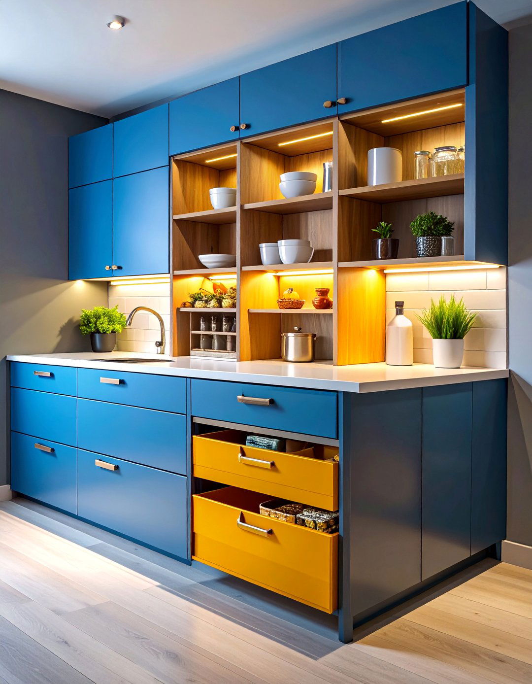 L Shaped Corner Pantry with Pull Out Drawers - 25 Corner Pantry Ideas