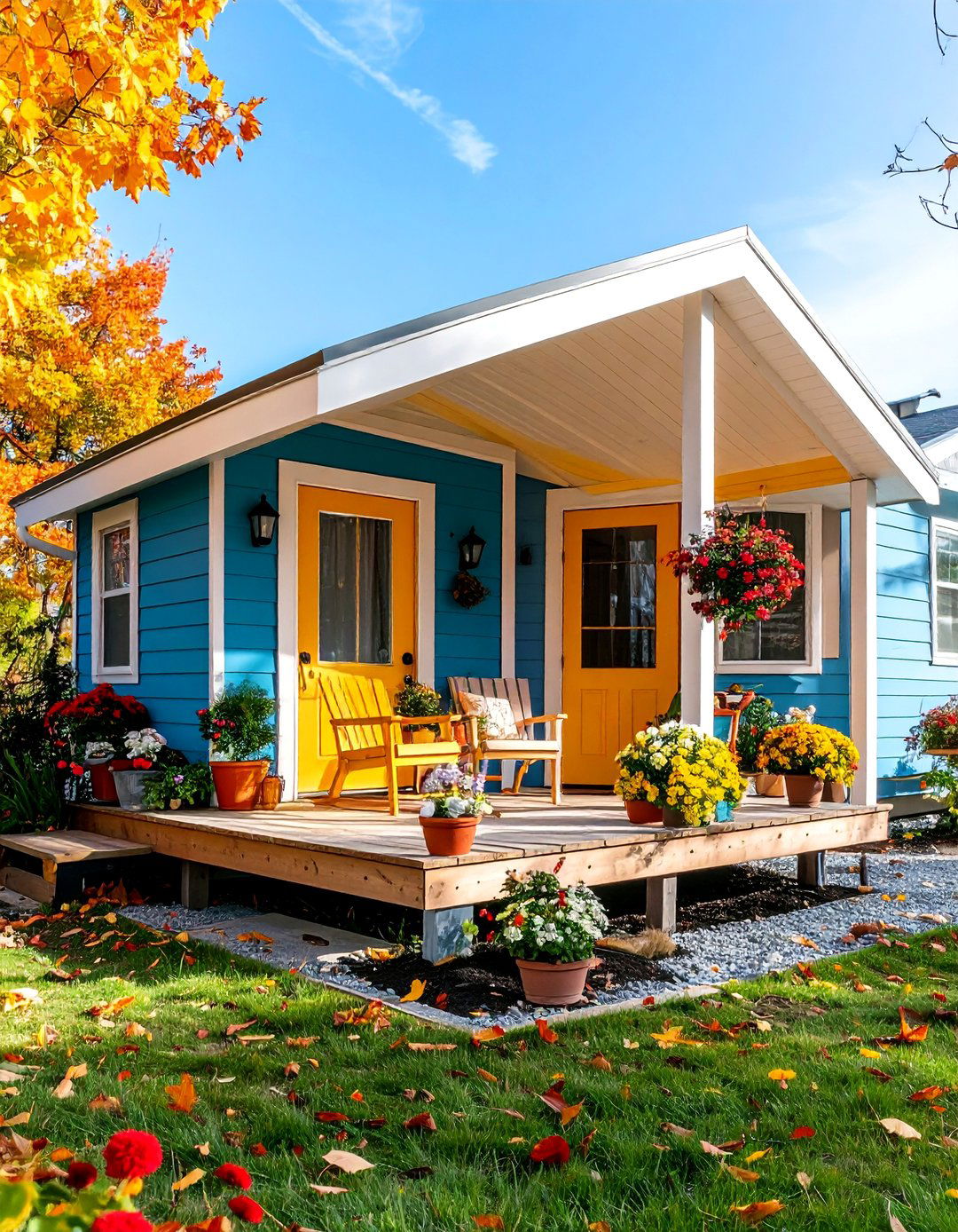 L Shaped Corner Porch Design - 25 Mobile Home Porch Ideas