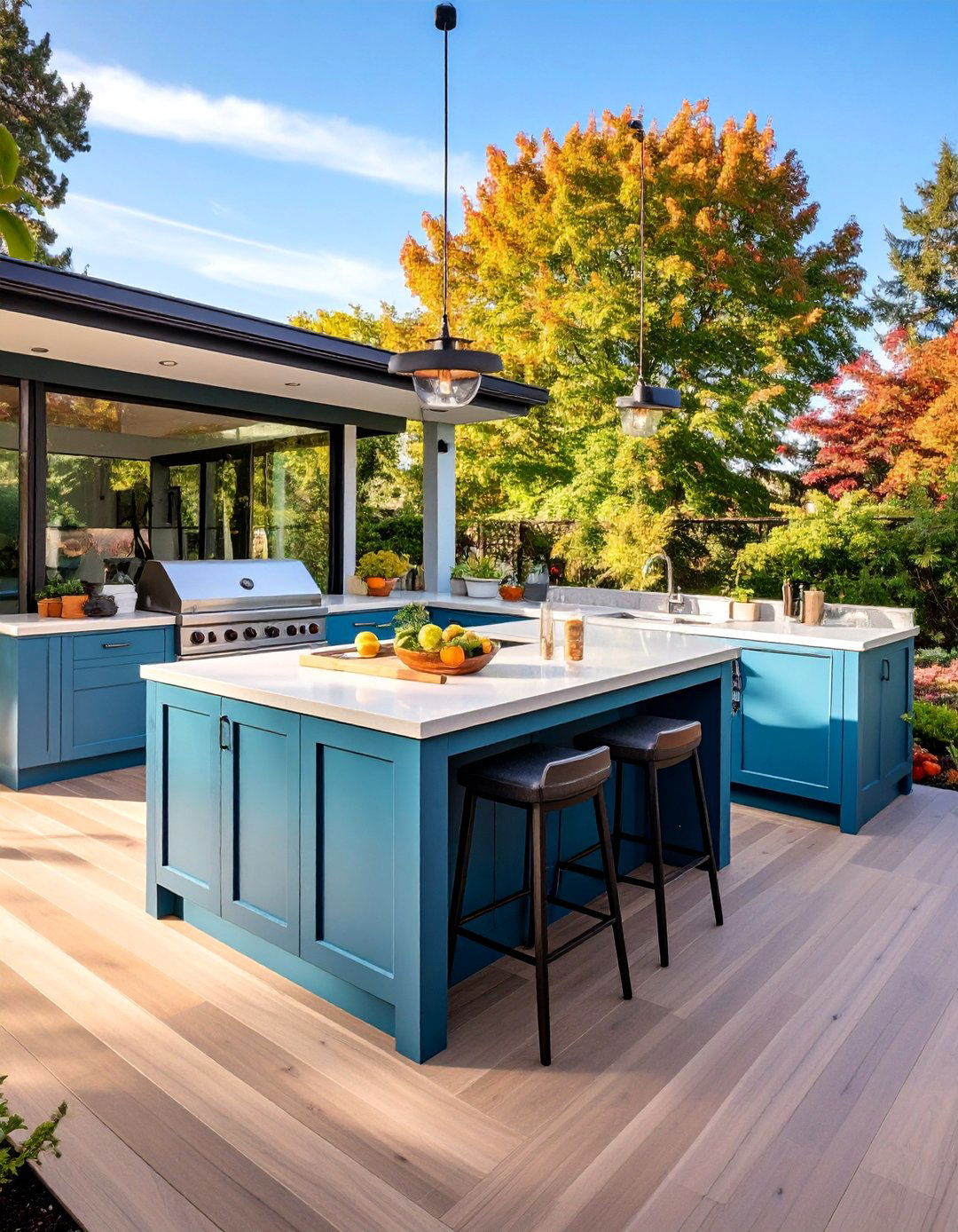L Shaped Kitchen Island for Corner Placement - 25 Outdoor Kitchen Island Ideas
