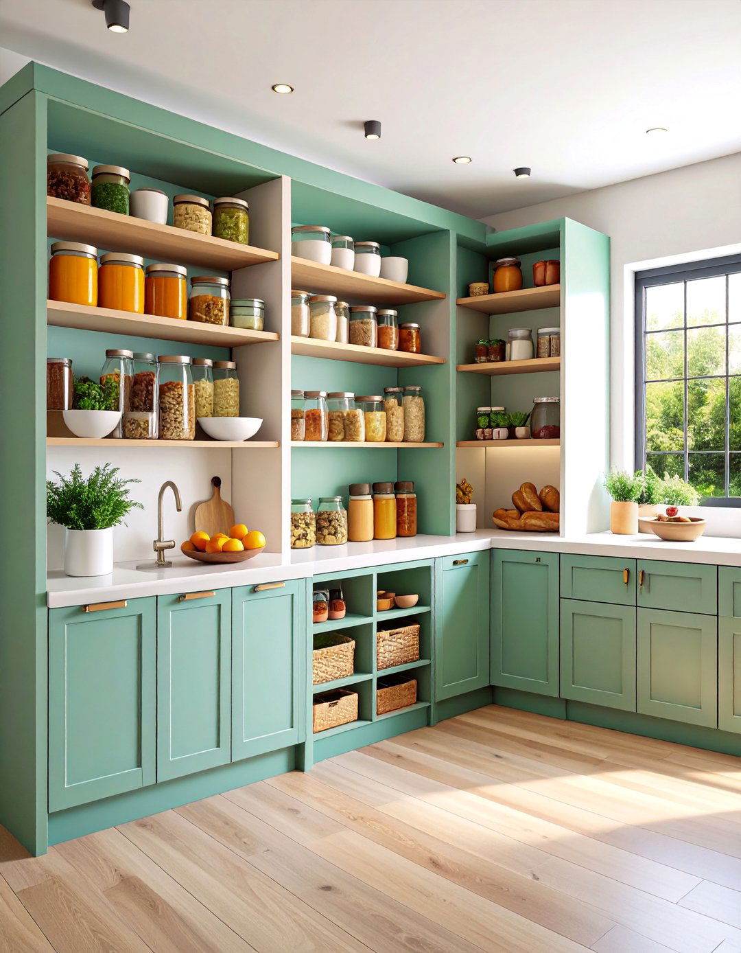 L Shaped Pantry with Counter Space - 25 Larder Cupboard and Pantry Ideas for Your Kitchen