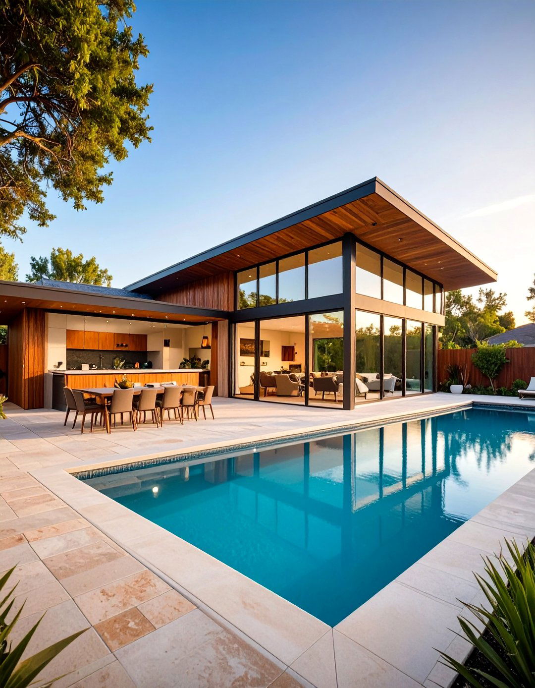 L Shaped Poolside Mid Century Modern Exterior - 25 Mid-Century Modern Exterior Home Ideas