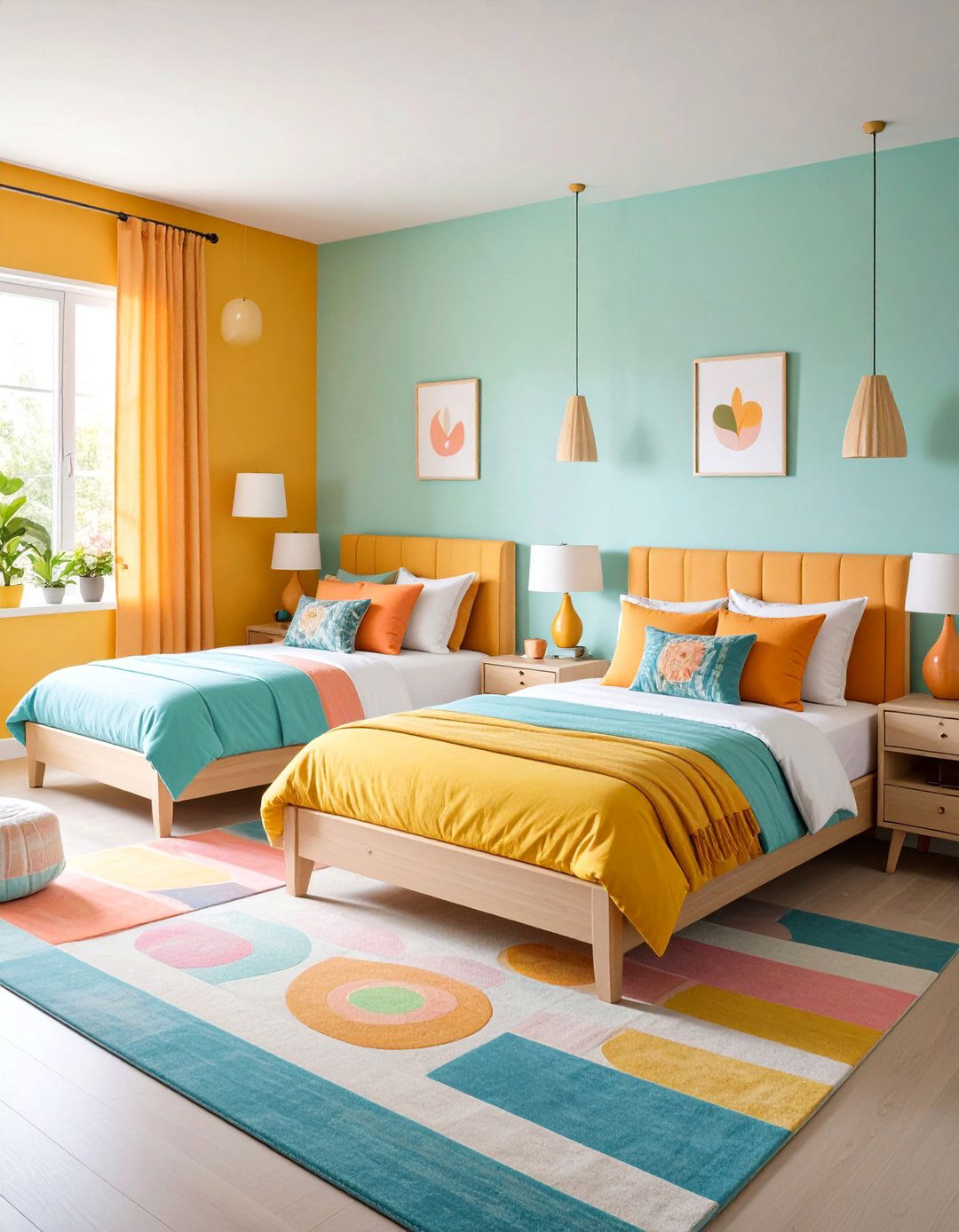 L Shaped Room Layout with Twin Beds - 25 Shared Kids' Room Design Ideas