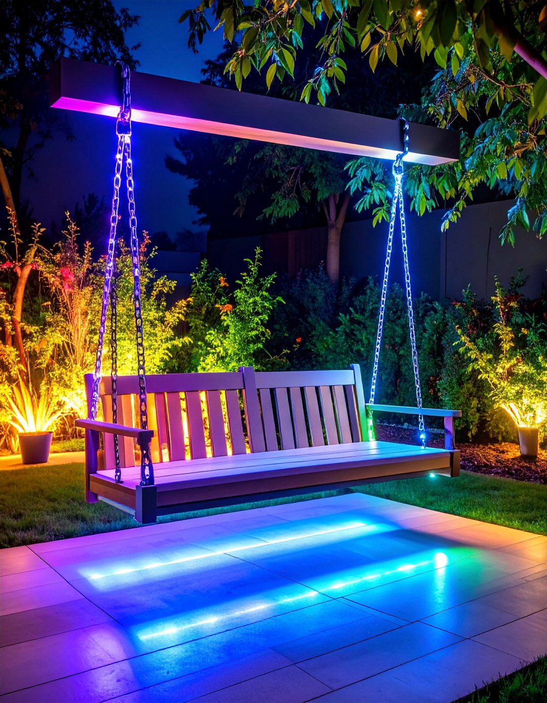 LED Illuminated Night Swing - 25 Tire Swing Ideas